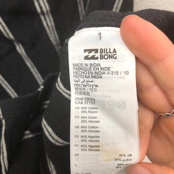 BILLABONG Straight Round Striped Dress Black & White Pockets Size XS - Picture 8 of 10